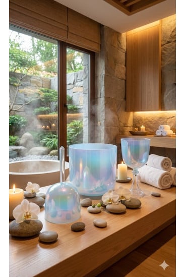 Cuenco de cristal Azul Nácar 432 Hz – Cristal Vibrasons