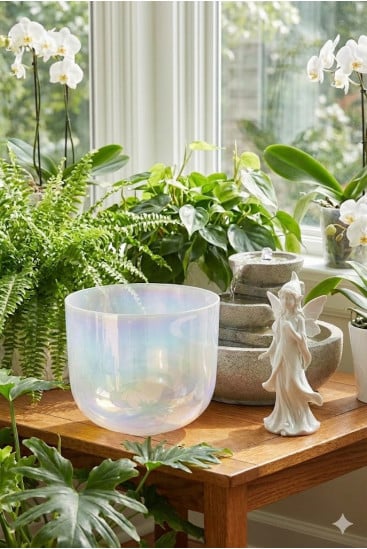 Bol chantant elfique irisé en cristal – Cristal Vibrasons