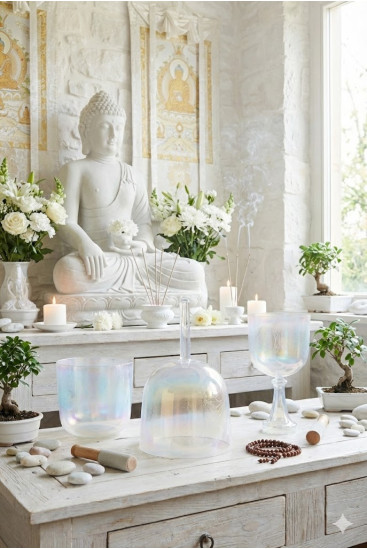 Krystallkalk på fot - Gravert Buddha - Vibrasons Krystall
