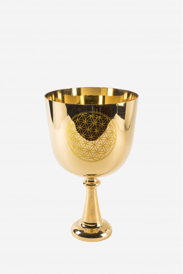 Flower of Life Chalice - quartz and Gold - Crystal Singing Bowl