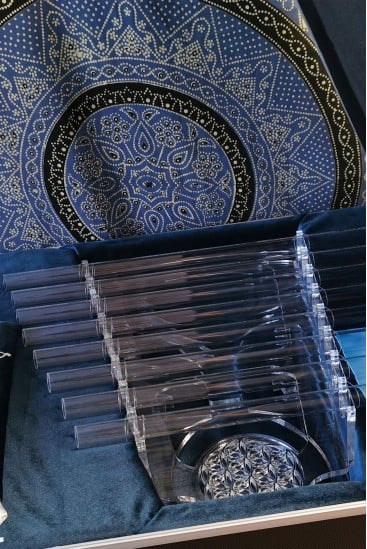 Harpe en cristal pour soins vibratoires et voyages sonores