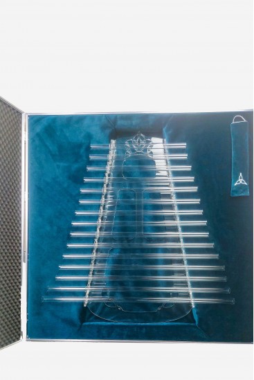 Harpe de cristal 15 tubes en quartz naturel transparent 432 Hz