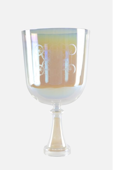 METATRON chalice - Rainbow iridescence - Art engraving - Singing crystal bowl