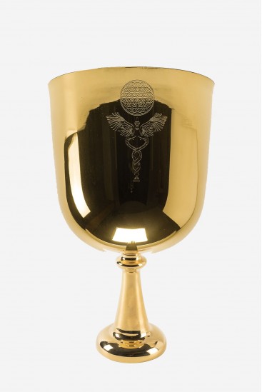Cosmic consciousness grail - 24 karat gold - Art print - Singing crystal bowl